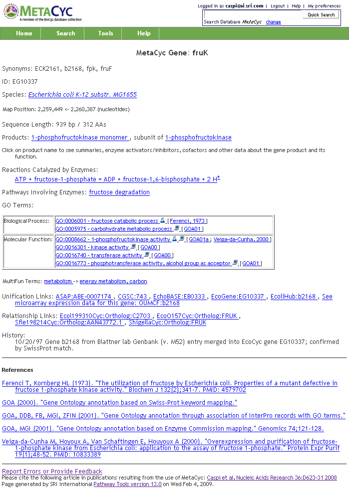 MetaCyc Gene Entry